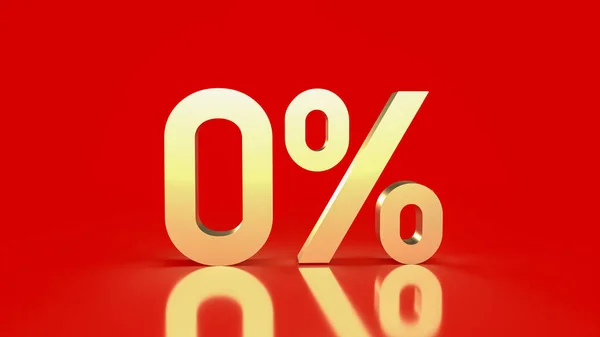 Gold Zero Percent Red Background Promotion Concept Rendering — Stock Photo, Image