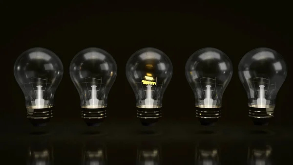 Ampoule Sur Fond Noir Pour Idée Concept Rendu — Photo
