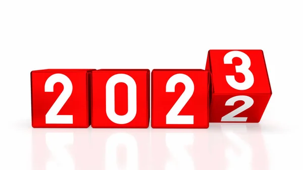 2023 Numero Sul Cubo Rosso Nuovo Anno Concetto Business Renderin — Foto Stock