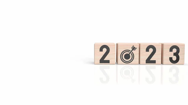 2023 Número Cubo Madera Para Nuevo Año Concepto Negocio Renderizado — Foto de Stock