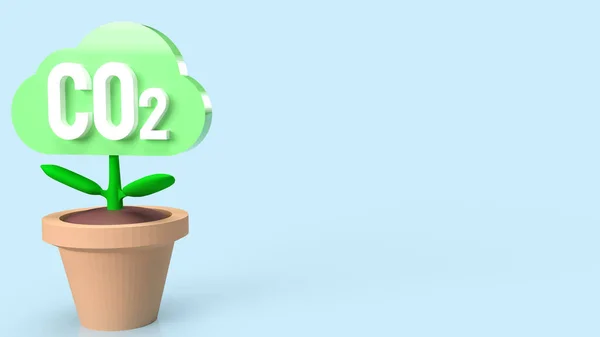 Co2 Cloud Tree Eco Economy Concept Rendering — 스톡 사진