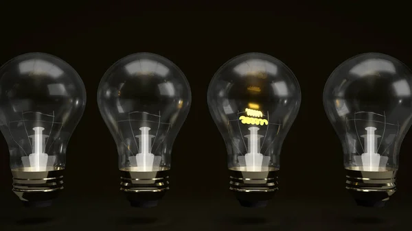 Lamppu Mustalla Taustalla Idea Käsite Renderöinti — kuvapankkivalokuva