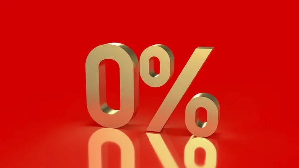 Gold Zero Percent Red Background Promotion Concept Rendering — Stock Photo, Image