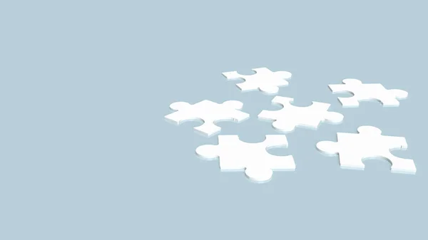 Weiße Puzzle Auf Blauem Hintergrund Rendering — Stockfoto