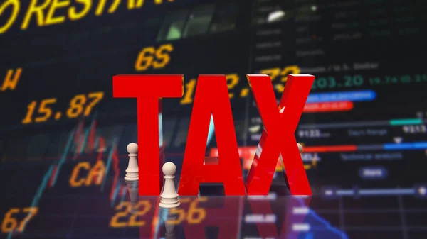 ビジネスコンセプトの3Dレンダリングのためのチャートの背景にある赤い税金 — ストック写真