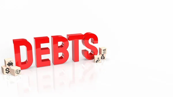 白い背景に赤い借金のテキスト3Dレンダリング — ストック写真