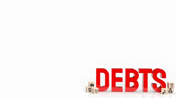 Текст Красных Долгов Белом Фоне Рендеринг — стоковое фото