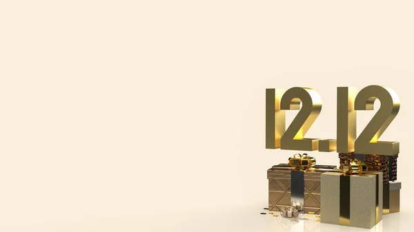 Gold Und Geschenkbox Auf Goldenem Hintergrund Für Einkaufstag Oder Promotion — Stockfoto