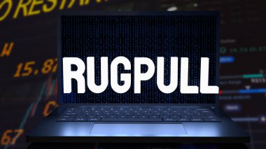 Şifreli para birimi konsepti için dizüstü bilgisayarı çek 3D renderin