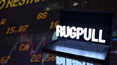 Şifreli para birimi konsepti için dizüstü bilgisayarı çek 3D renderin