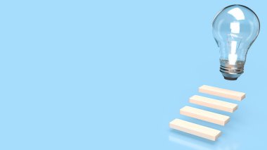 Yaratıcı düşünce, para kazanmak, iş imajı, ampul sembolüne tahta merdiven.