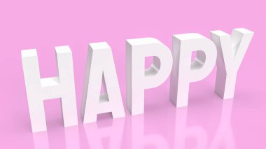 Soyut kavram 3D görüntüleme için pembe arka plandaki beyaz mutlu