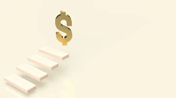 金のドル記号の3Dレンダリングへのお金 ビジネスイメージ 木の階段を作る — ストック写真