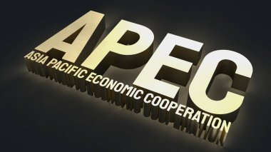 Altın apec ya da Asya Pasifik ekonomik işbirliği etkinlik konsepti 3D oluşturma