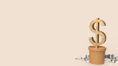İşletme konsepti olan 3D işlemedeki altın dolar sembolü.
