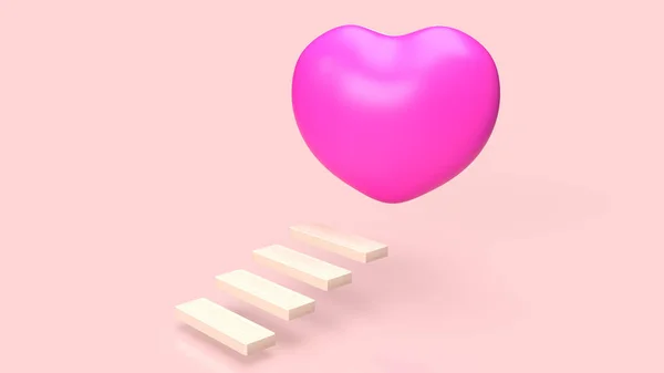 Orvosi Koncepció Egészség Tudomány Lépcső Rózsaszín Szív Szimbólum Renderelés — Stock Fotó