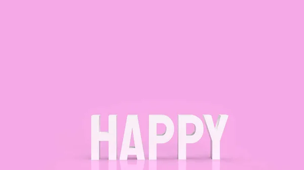 抽象的な概念のためのピンクの背景に白い幸せ3Dレンダリング — ストック写真