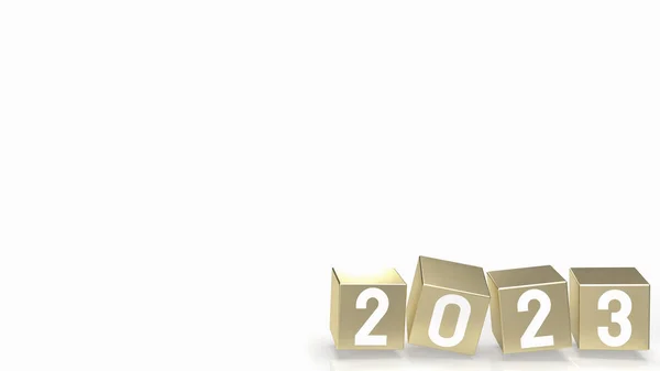 2023 Χρυσός Κύβος Για Διακοπές Νέο Έτος Έννοια Απόδοση — Φωτογραφία Αρχείου