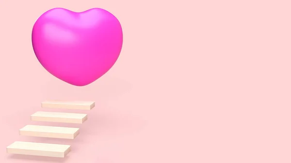 Медицинская Концепция Здоровье Науки Деревянные Лестницы Розовому Символу Сердца Рендеринг — стоковое фото