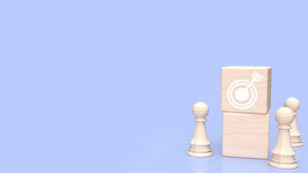 Επιχειρηματική Πρόκληση Επιχειρηματικός Στόχος Στόχος Για Κύβο Ξύλου Και Σκάκι — Φωτογραφία Αρχείου