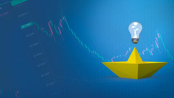 Creative Thinking Yellow Boat Light Bulb Idea Concept Rendering — Stock Photo, Image