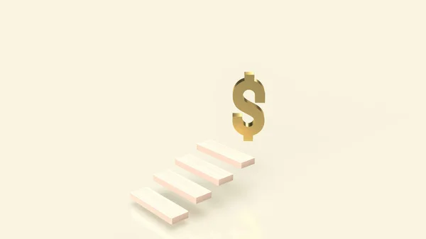 Make money, Business image, wood stairs to the gold dollar symbol 3d rendering