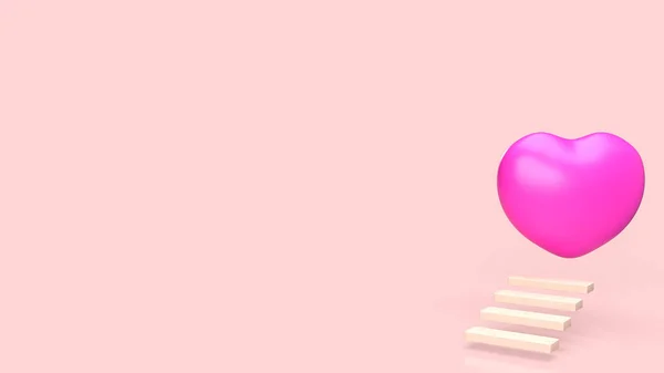 Zdravotnický Koncept Zdraví Sci Dřevěné Schody Růžovému Symbolu Srdce Podání — Stock fotografie