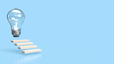 Yaratıcı düşünce, para kazanmak, iş imajı, ampul sembolüne tahta merdiven.