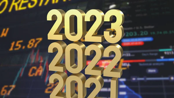 Gold Number 2023 Business Background Rendering — Stock Photo, Image