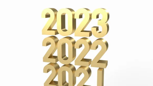 Beyaz Zemin Üzerinde 2023 Altın Numarası Renderin — Stok fotoğraf