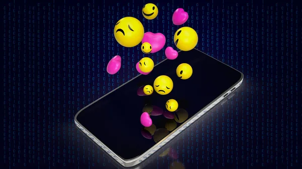 Icono Emoción Múltiple Teléfono Inteligente Para Concepto Redes Sociales Renderizado — Foto de Stock