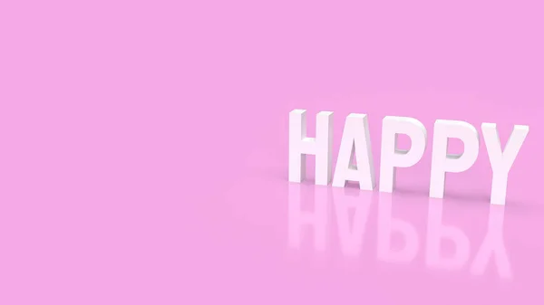 Biały Szczęśliwy Różowym Tle Abstrakcyjnej Koncepcji Renderowania — Zdjęcie stockowe