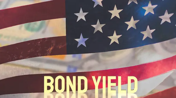 Guld Obligationsavkastning Usa Flagga Bakgrund För Affärsidé Rendering — Stockfoto