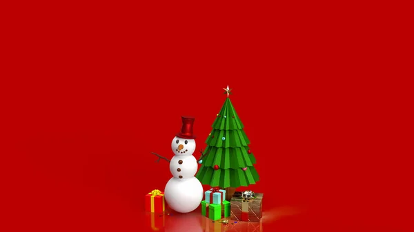 크리스마스 트리붉은 렌더링 — 스톡 사진