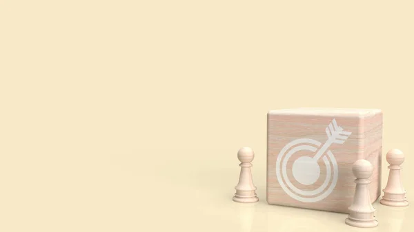 Icône Cible Sur Cube Bois Pour Rendu Abstrait Concept Entreprise — Photo