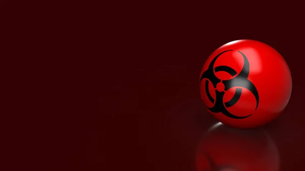 Logotipo Riscos Biológicos Bola Vermelha Para Médico Sci Conceito Renderização — Fotografia de Stock