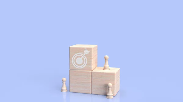 Target Icoon Houtkubus Voor Abstract Zakelijk Concept Rendering — Stockfoto
