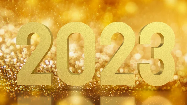 2023 Золотий Номер Новий Рік Або Концепція Святкування Рендеринга — стокове фото