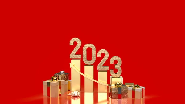 2023 Złota Liczba Nowy Rok Lub Koncepcja Uroczystości Rendering — Zdjęcie stockowe
