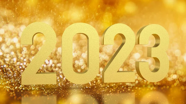 2023 Золотий Номер Новий Рік Або Концепція Святкування Рендеринга — стокове фото