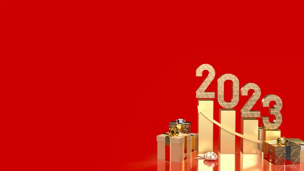 2023 Número Ouro Para Ano Novo Celebração Conceito Renderização — Fotografia de Stock