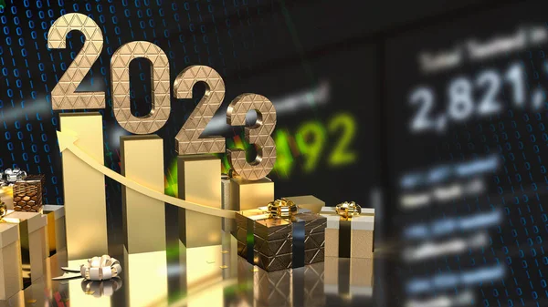 2023 Złota Liczba Nowy Rok Lub Koncepcja Uroczystości Rendering — Zdjęcie stockowe
