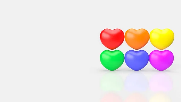 Lgbtq概念3D渲染的心脏多色 — 图库照片