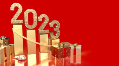 Yeni yıl için 2023 altın sayı veya 3D sunum konsepti