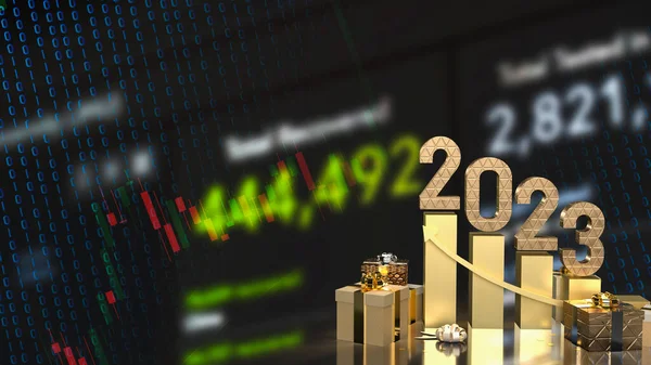 2023 Numero Oro Nuovo Anno Concetto Celebrazione Rendering — Foto Stock