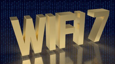 altın wifi 7 teknolojisi veya internet konsepti 3D görüntüleme