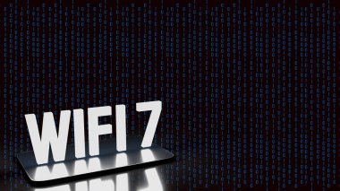 Teknoloji ya da internet konsepti için cep telefonu üzerindeki metin wifi 7