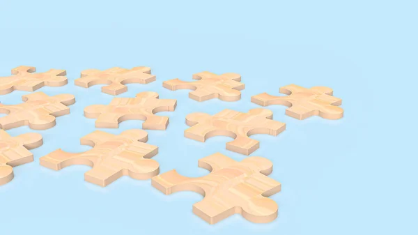 Das Holz Puzzle Für Den Geschäftlichen Hintergrund — Stockfoto