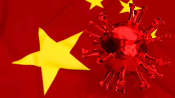 Virus China Flag Medical Sci Concept Rendering — Stock Photo, Image