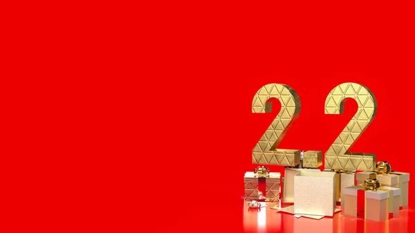 Gold Number Red Background Promotion Sale Concept Rendering — Stock Photo, Image